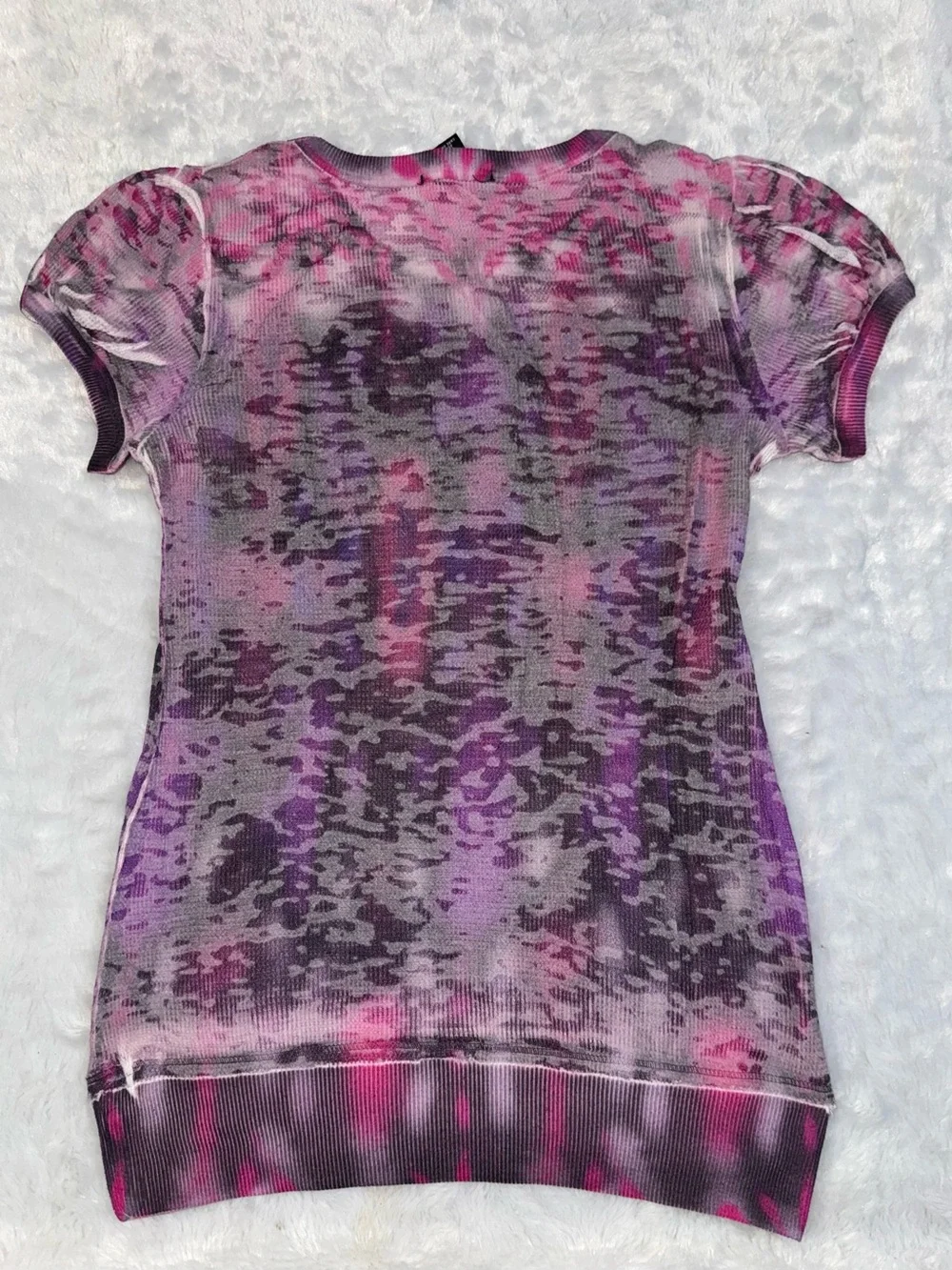 Eyeshadow Y2K Pink and Purple Short Sleeve Knit Top